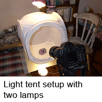 Light tent setup with two lamps