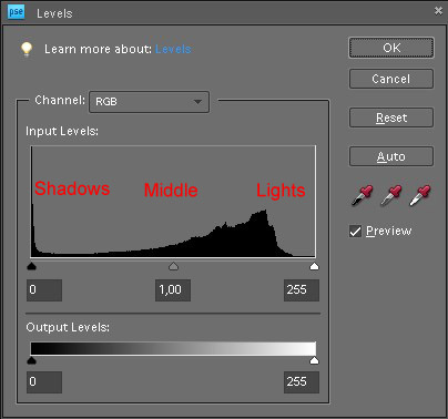 Using histogram in mineral photography