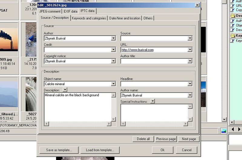 example of using IPTC and EXIF tags